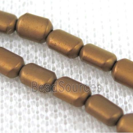 mattecoffeehematitetubebeads, flatbarrel