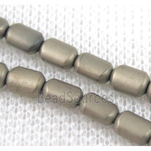 hematite tube beads, matte, pryite color, flat barrel