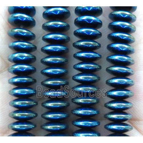 hematite disc heishi beads, green electroplated