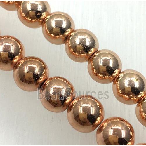 round hematite beads, rose gold