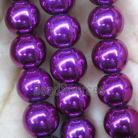 hotpink firelacquered Hematite Beads, round