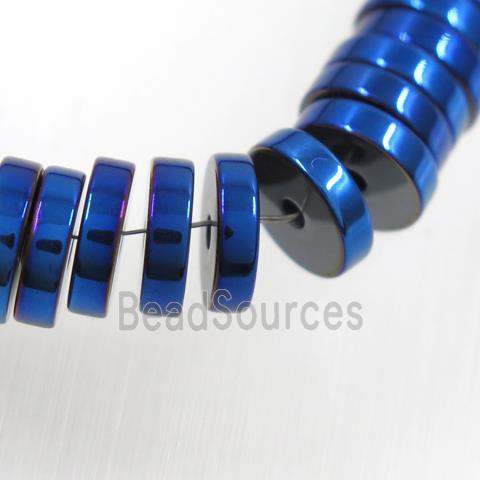 blue Hematite heishi spacer beads