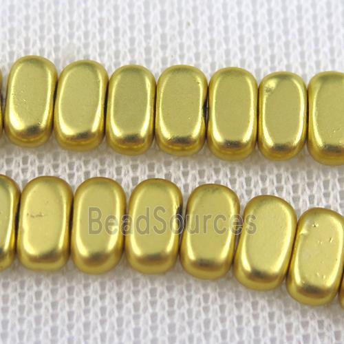 Hematite beads, oval, gold plated