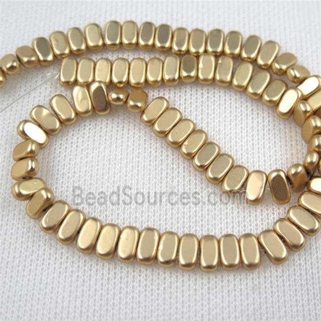 Hematite beads, oval, lt.golden