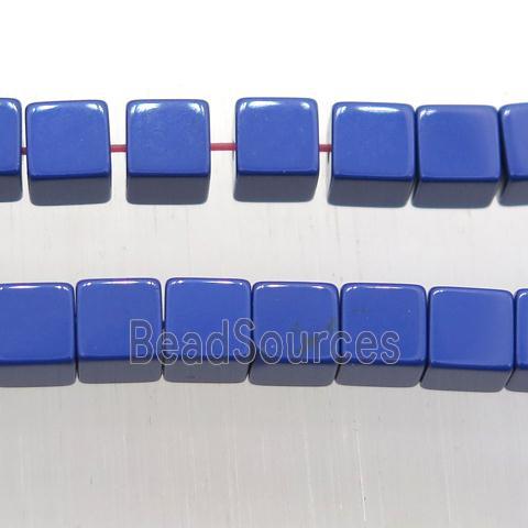 Taiwan Hokutolite Beads, cube, blue treated