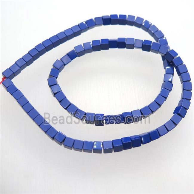 Taiwan Hokutolite Beads, cube, blue treated