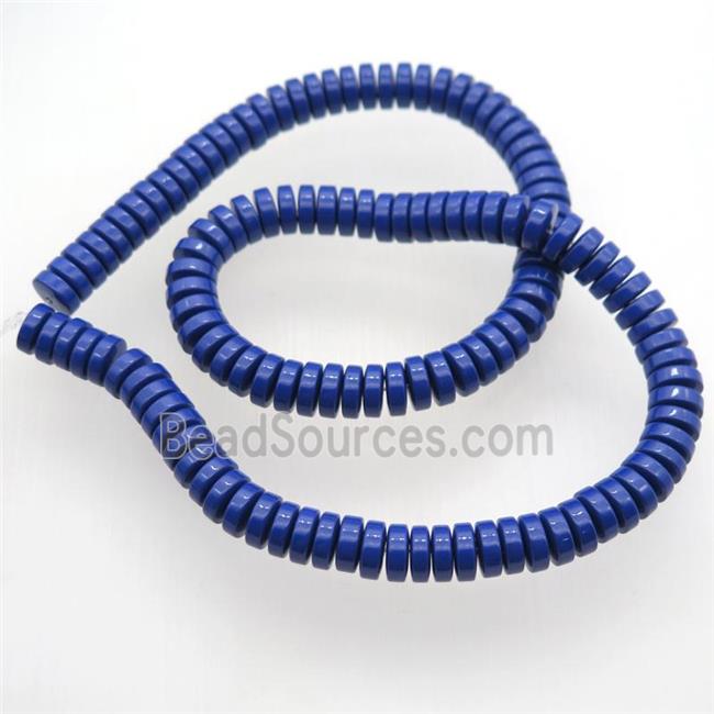 Taiwan Hokutolite Beads, heishi, blue treated