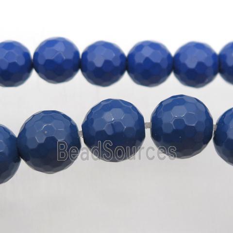 faceted round Taiwan Hokutolite Beads, blue treated