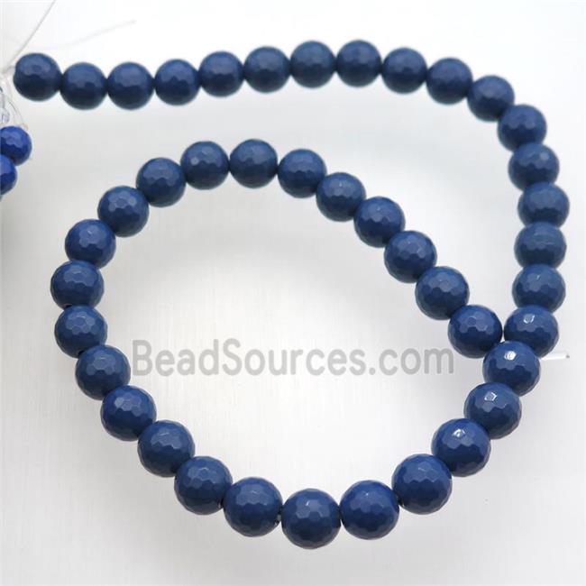 faceted round Taiwan Hokutolite Beads, blue treated