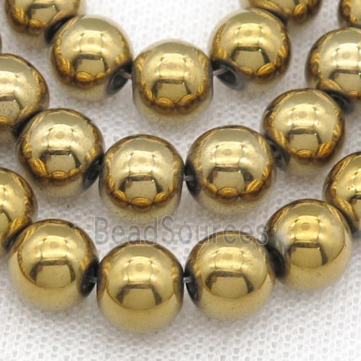 round Hematite beads, gold plated