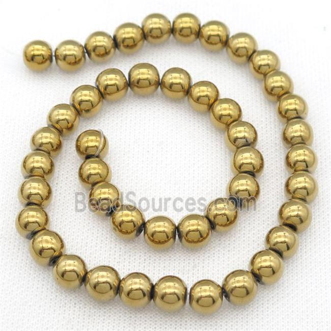 round Hematite beads, gold plated