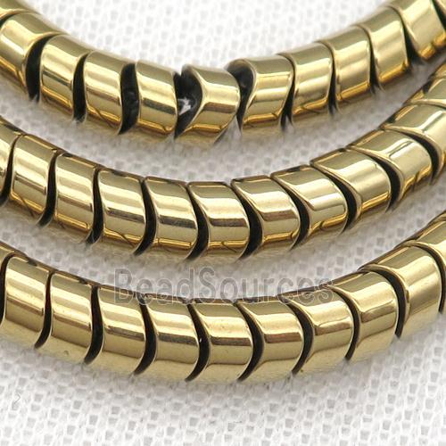 Hematite wave beads, lt.gold plated