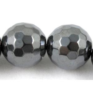 faceted round black Magnetic Hematite Beads