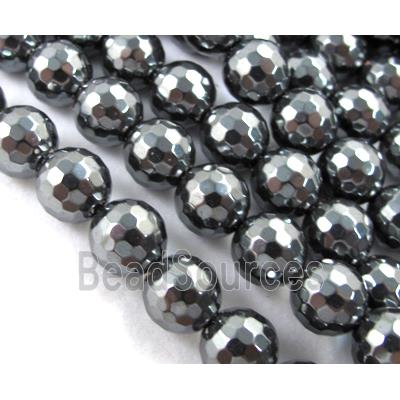 faceted round black Magnetic Hematite Beads