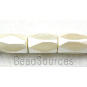 magnetic Hematite Beads, faceted tube, milk white