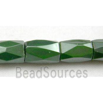 magnetic Hematite Beads, faceted tube, deep green