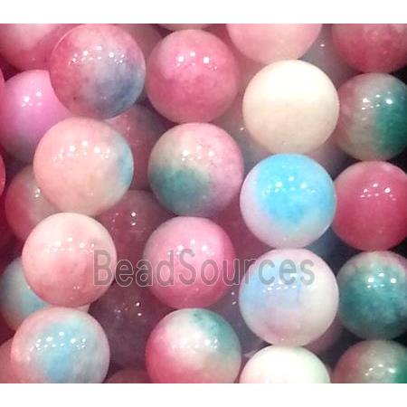 Jade beads, Round, colorful