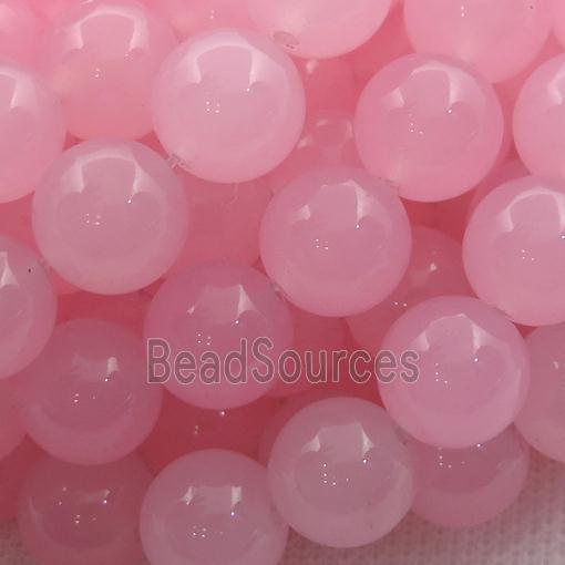 pink Spong Jade Beads, round