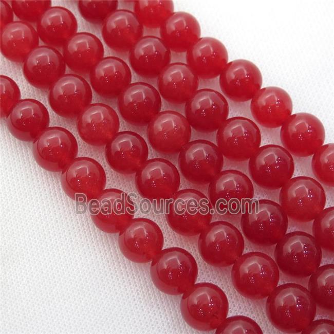 red Spong Jade Beads, round