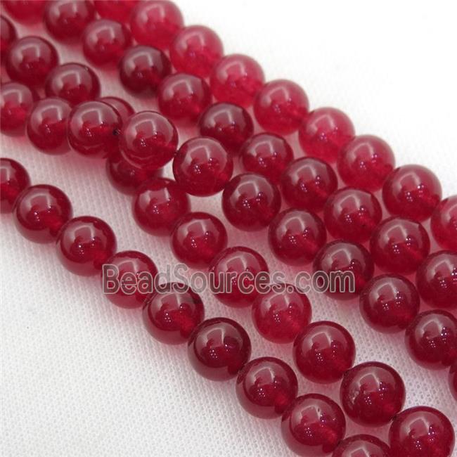 red Spong Jade Beads, round