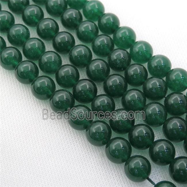 green Spong Jade Beads, round