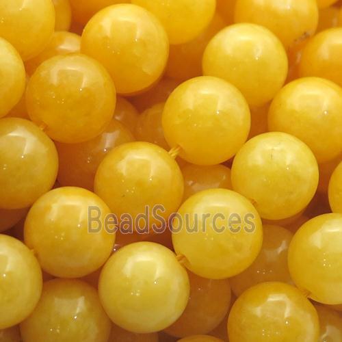 gold Spong Jade Beads, round