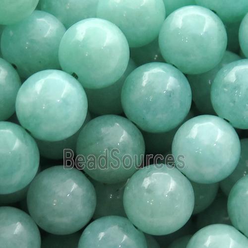 green Spong Jade Beads, round