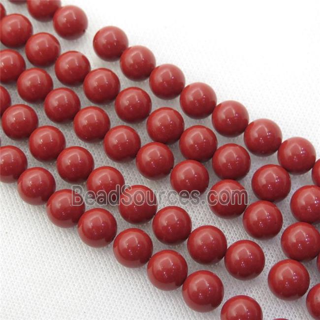 coralred Spong Jade Beads, round