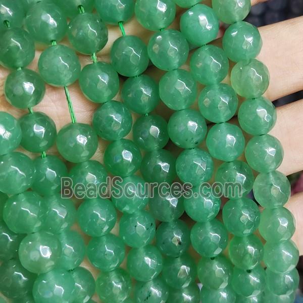 green Jade Beads, faceted round, b-grade