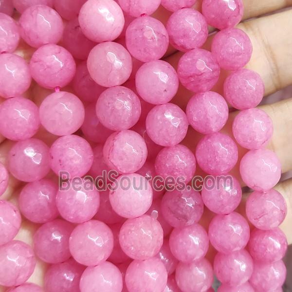 lt.hotpink Jade Beads, faceted round, b-grade