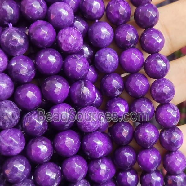 purple Jade Beads, faceted round, b-grade