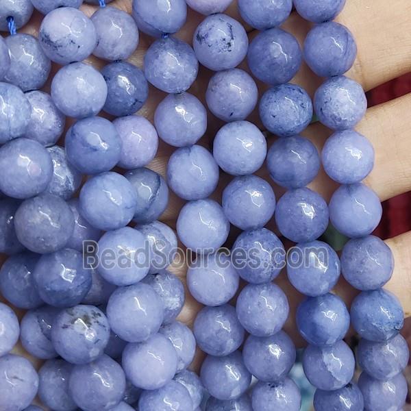 blue Jade Beads, faceted round, b-grade