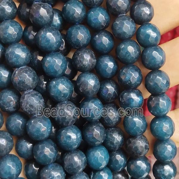 blue Jade Beads, faceted round, b-grade