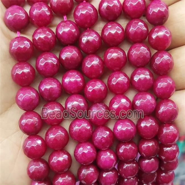 hotpink blue Jade Beads, faceted round, b-grade