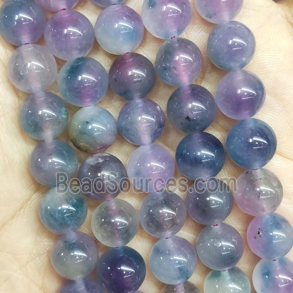 round Jade Beads, multicolor, dye