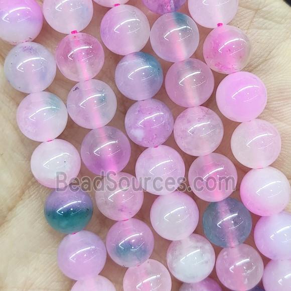 round Jade Beads, pink, dye