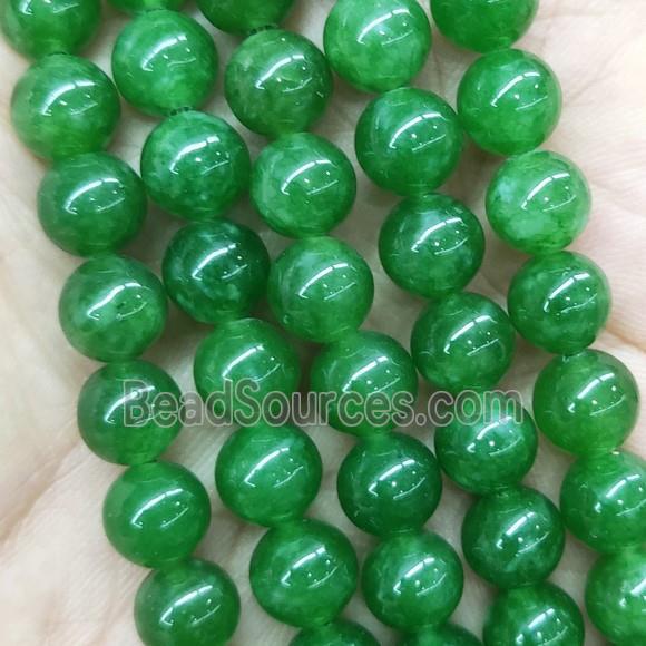 round Jade Beads, green, dye