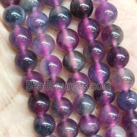 round Jade Beads, fuchsia, dye