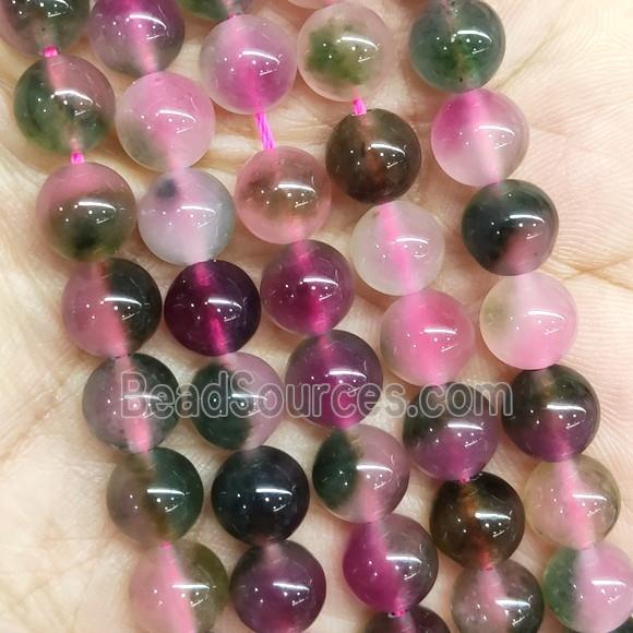 round Jade Beads, multicolor, dye