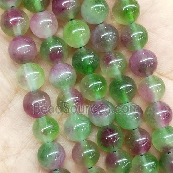 round Jade Beads, multicolor, dye