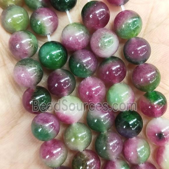 round Jade Beads, multicolor, dye