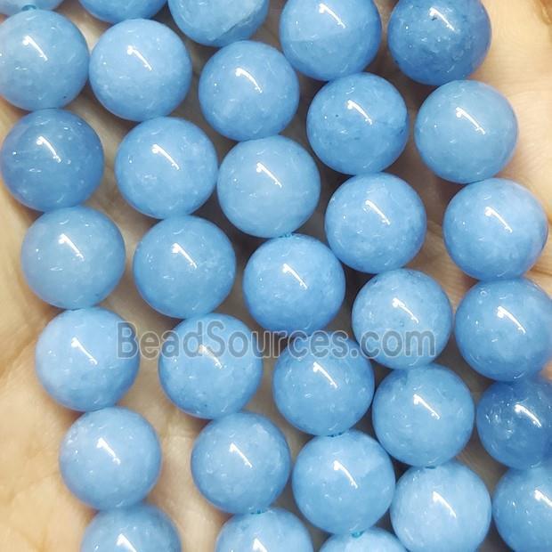 round blue Jade Beads, dye