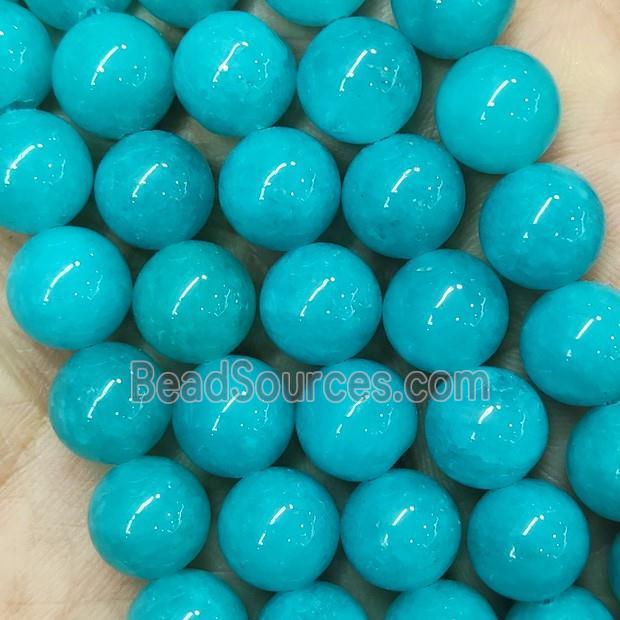 round Jade Beads, dye green