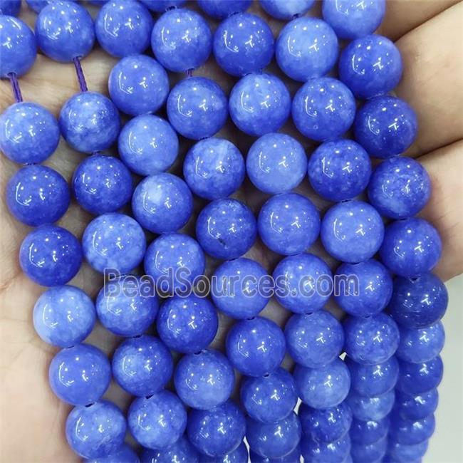 round Jade Beads, royalblue dye