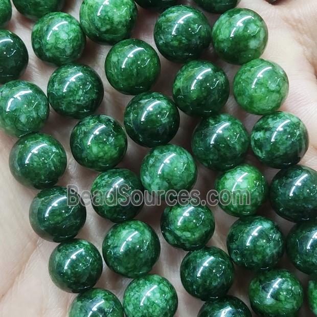 round Jade Beads, dye green