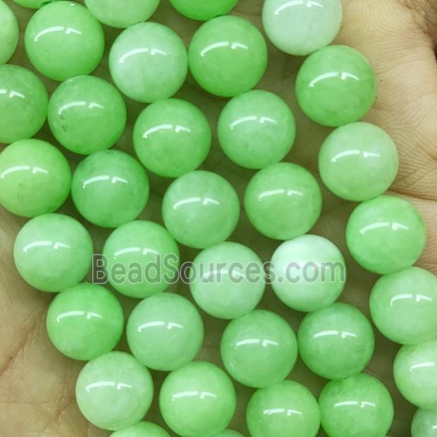 round Jade Beads, olive dye