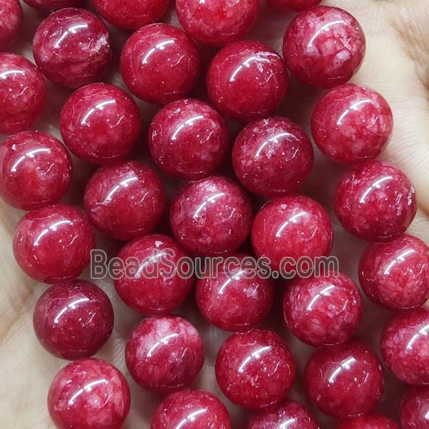 round Jade Beads, red dye