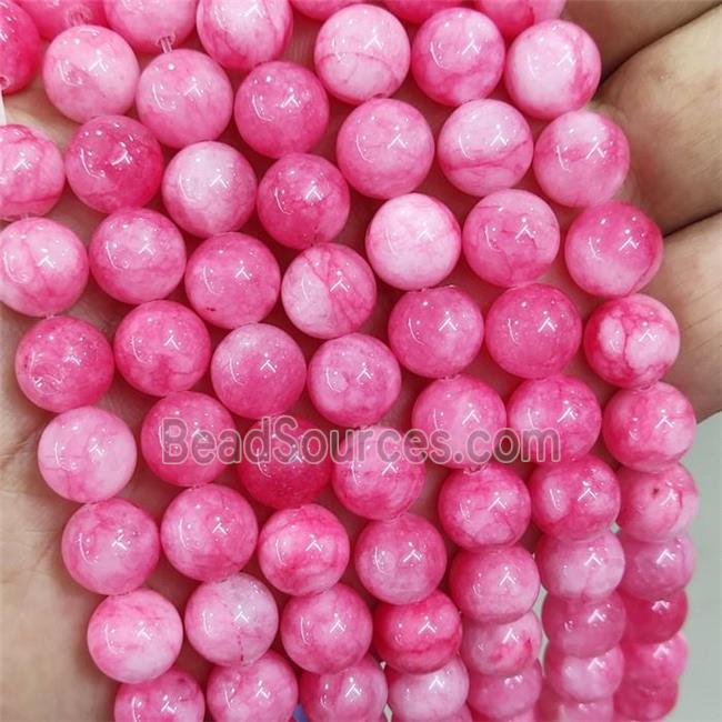 round pink Jade Beads, dye