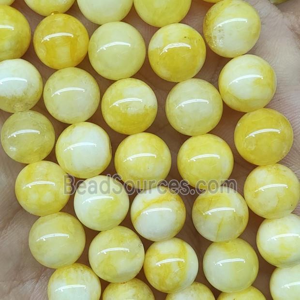 round yellow Jade Beads, dye