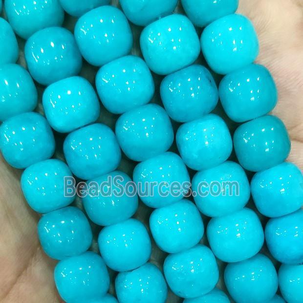 Teal Jade Barrel Beads Dye